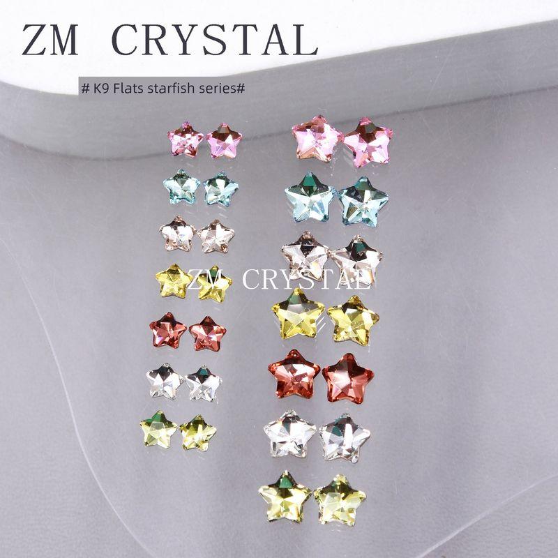 

K9 New Arrival Super Flash Flats Starfish Manicure Jewelry Color Fancy Shape Diamonds Dopamine XINGX Nail Stickers Rhinestone Jewelry K9 Flats 5mm starfish randomly mixed 10