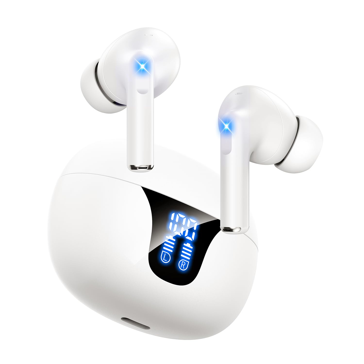 

Bluetooth Навушники Оновлені Bluetooth Bluetooth ENC Шумозаглушення Автоматичні Довгий Час Роботи IPX7 Швидка Зарядка Підходять для та Веб-Конференцій [Версія 2025] 5.4 Hi-Fi білий