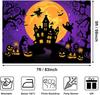 Avezano Halloween Backdrop Horror Moon Night Halloween Backgrounds for Parties Haunted Castle Scary Party Decoration, Orange 7 x