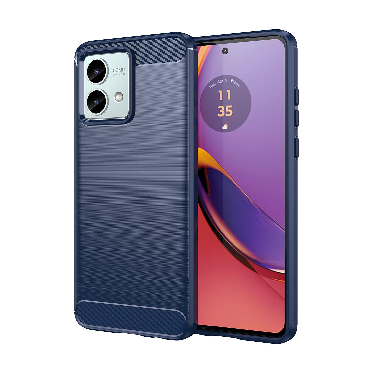 

Силиконовый чехол для Motorola Moto G84, противоударный матовый текстурный чехол для moto g84, роскошные чехлы из углеродного волокна For Moto G84 синий
