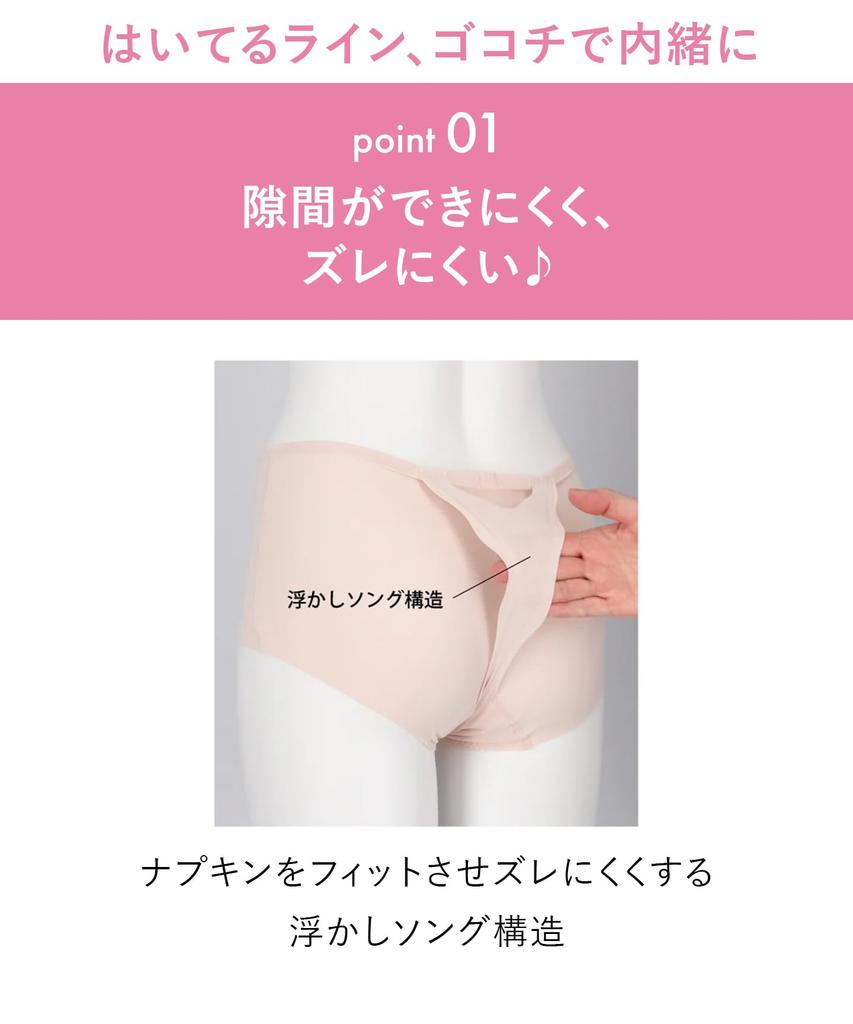 Gokochi Sanitary Panties For Normal To Heavy Keeps Pads In Compatible with Winged Comes with Matching Regular Inseam PGG235 Size M [Wacoal] Periods,