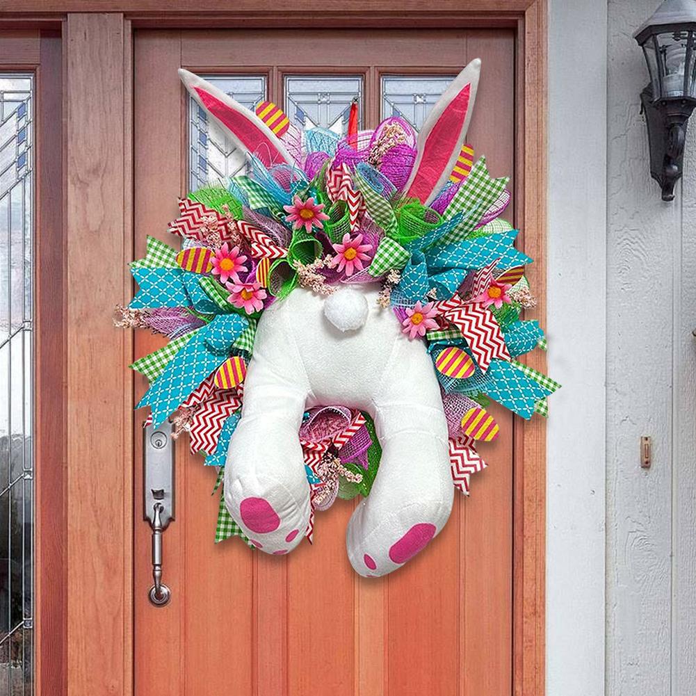 2024 Easter Electric Bunny Wreath Fashionable Unique Hanging Artwares For Daily Life