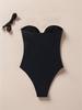 2025 European & American Solid Color Spaghetti Strap One-Piece Bikini for Women
