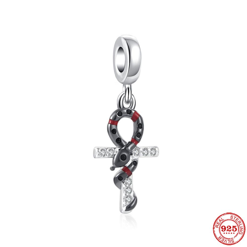 925 Silver Sparkling Cross Safety Chain Dangle Charm Buddha statue Goddess Bead Fit Original Bracelet DIY Jewelry For Women Gift