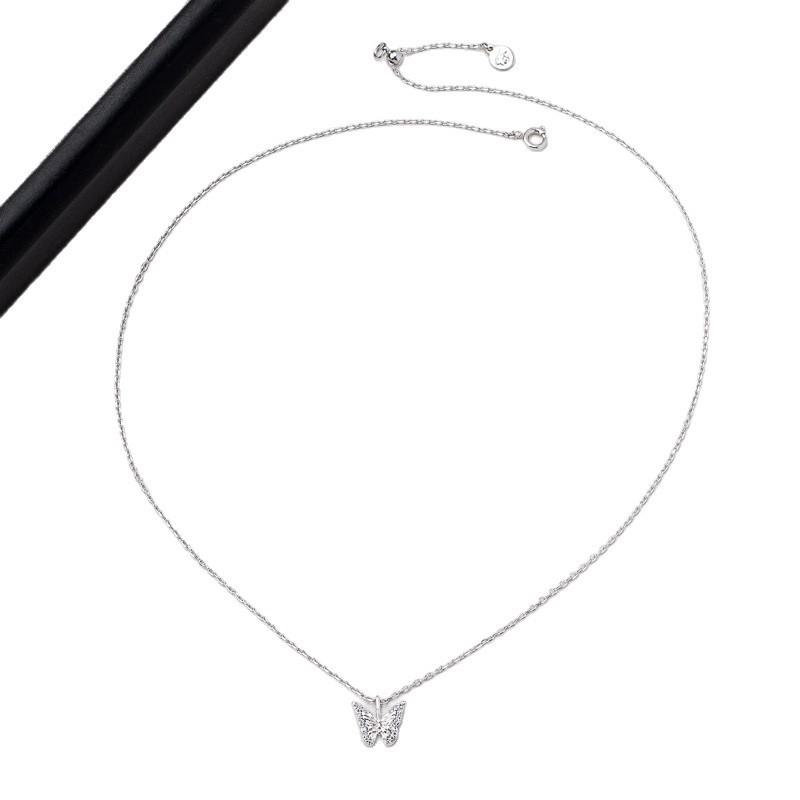 Elegant Butterfly Pendant Necklace Earring Set Women Zinc Alloy With Zircon Rhinestone O-Chain Minimalist Chic Jewelry