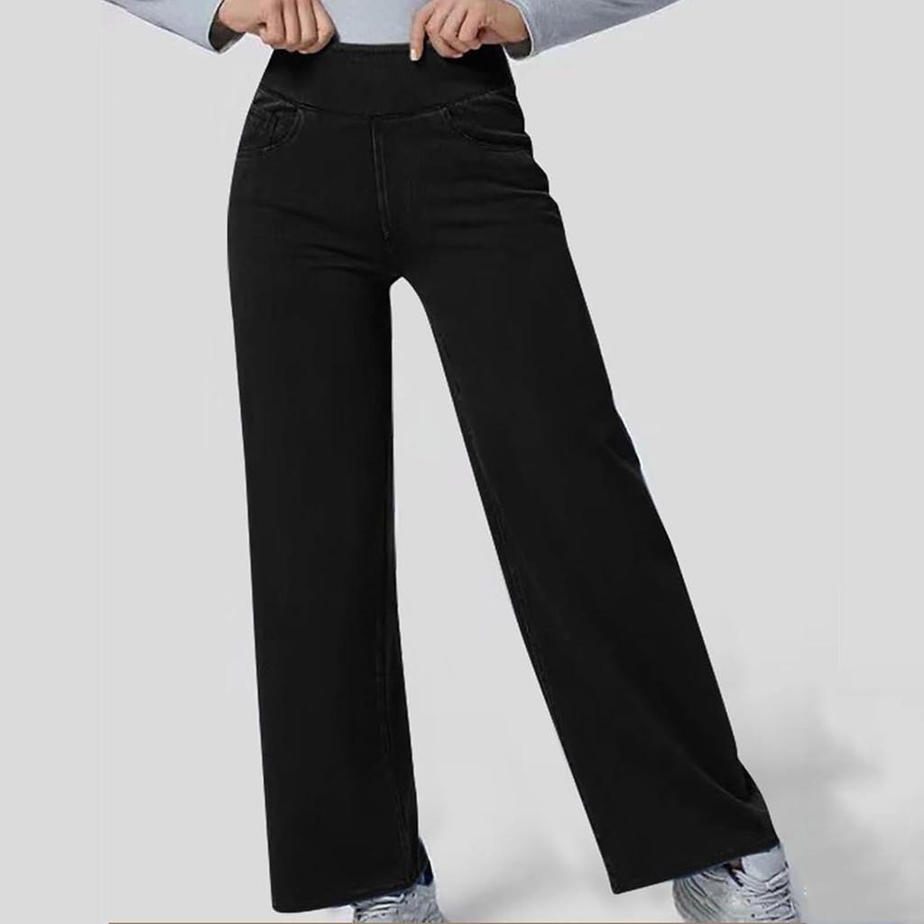 Women High Waisted Wide Leg Jeans Stretch Jeans Wide Straight Leg Stretchy Baggy Fashion Loose Denim Pants Summer