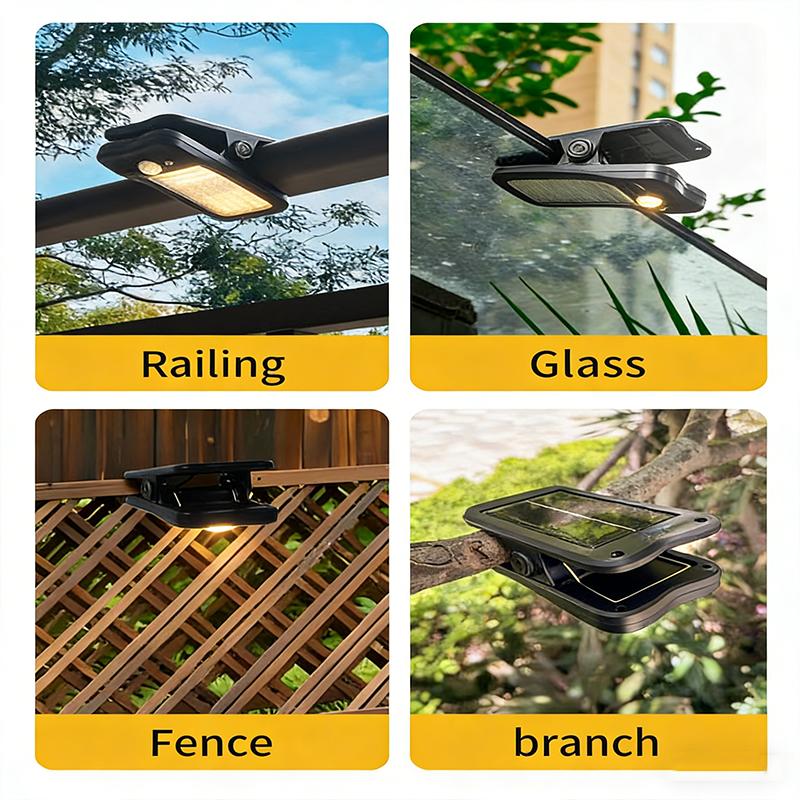 60LED Clip on Solar Light Motion Sensor IP65 Waterproof 3 Lighting Mode USB Charging for Outdoor Garden Yard Fence Lamp