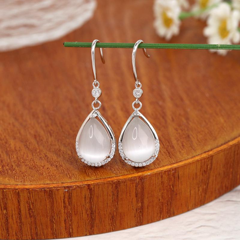 

1 ПАРА сережок з червоного корунду для жінок з модним темпераментом, сережки з зеленого агату у формі краплі води, сережки з каменю котяче око