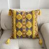 Boho Tufted Throw Pillow Cover with Handwoven Stripes Tribal Bohemian Cotton Hand Woven Tufted Square Cushion Covers JAF076