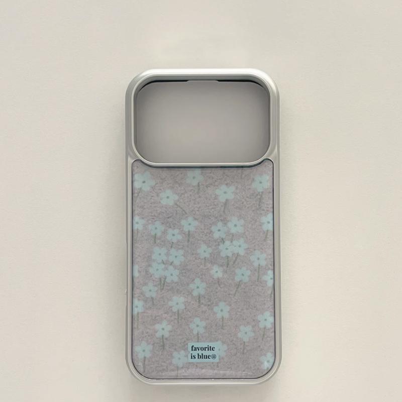 

Korean INS Trendy Autumn Gray Floral Temperament Phone Case For iPhone17Promax Air 16 E 15 14 13 12 11Pro 78Plus Y2K Matte Cover iPhone 13 Pro