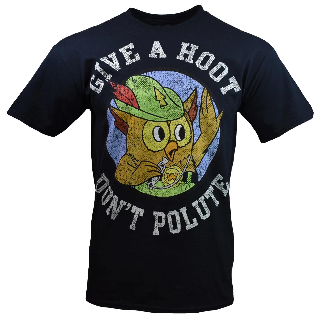 WOODSY OWL Men s T-shirt - Give a Hoot Don t Polute - Care for the Forest- BLACK S