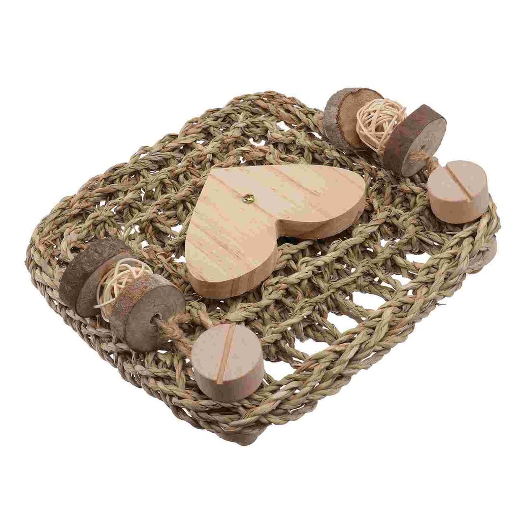 Kaninchenspielzeug Meerschweinchenspielzeug Haustierkäfig Grasmatte Hängematte Hase Naturkiefer Geflochtenes Bett Hamster