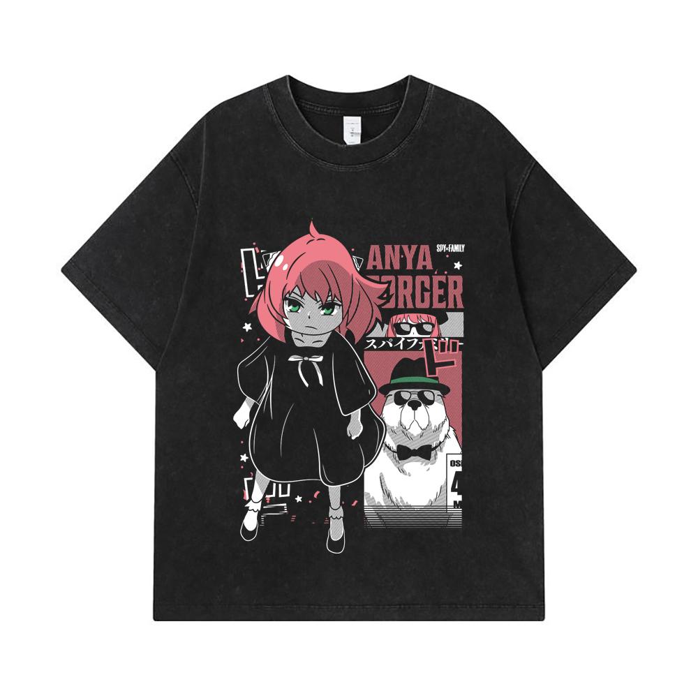 275 GSM Washed T-shirts 100% Cotton Spy x Family V3 Anya Bond Print Unisex Heavy Cotton T Shirt
