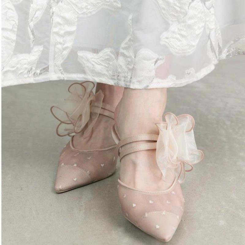Fashion Elegant Fashion Sandals for Women, Spring/Summer 2025 New Sweet Bow Sparkling Flip-flops, Thin Heels, Toe Wraps and High Heels