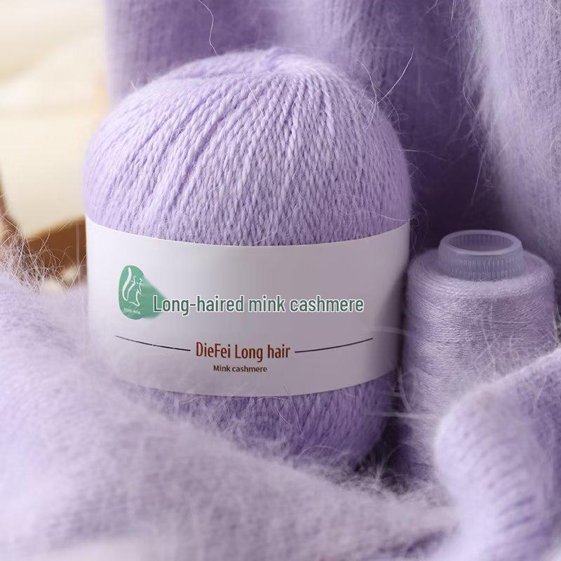 Long-Haired Mink Velvet and Cashmere Yarn: Hand/ Machine-Knitted, Medium-Thick