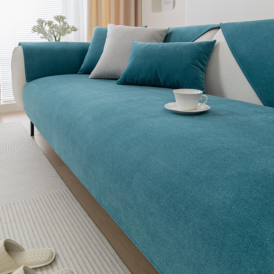 Cotton Linen Sofa Cover Solid Colour Cushion Living Room Sofa Backrest Towel Universal for All Seasons Thicken Non-Slip Sofa Mat