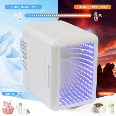 4 Liter/6 Cans Small Beauty Refrigerator Dimmable LED Light AC/DC Fridge Car Home Use Mini Portable Freezer