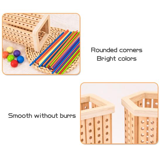1 Set Wooden Stick Tower Dice Game with 36/42 Sticks 6 Balls Fine Motor Skills Colorful Stick Counting Math Educational