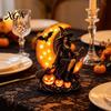 Dark Aesthetic Room Decor Halloween Witch on Crescent Moon Decorative Light, Gothic Detailed Fantasy Figurines Lamp, Resin Figurine for Home Tabletop