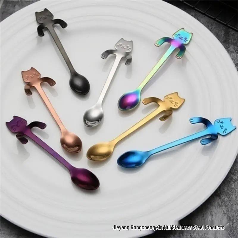 304 Stainless Steel Cat Hanging Coffee Spoon for Café and Home