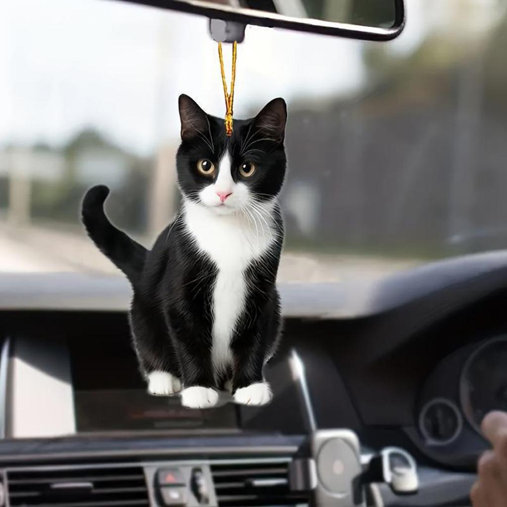 Black Cat Rearview Mirror Pendant Hanging Ornament for Car Interior Decoration Adds Warmth & Personality To Any Vehicle