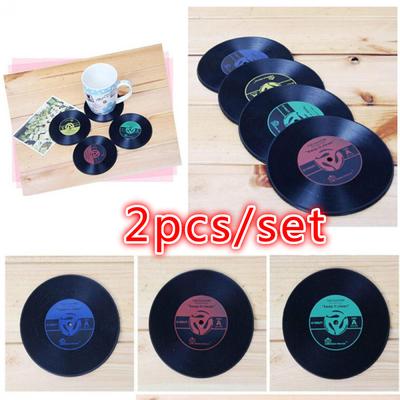 2 stücke Matte silikon vinyl album tasse halter getränke untersetzer skid runde