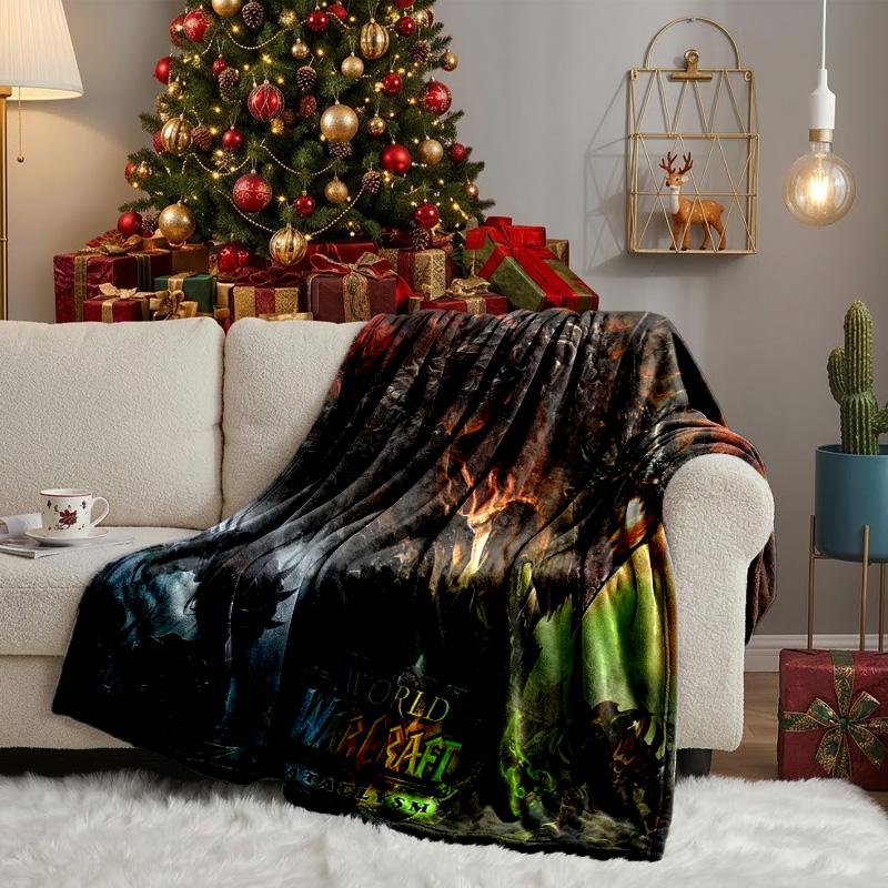 Dragon's Fiery Warcraft game Throws Blanket Flannel Blankets Plush for Couch Bed Gifts for Men Women Travel picnic blanket Christmas fan gifts