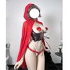 Anime Little Red Riding Hood Sexy Lingerie Cosplay Costume Women Open Bra Crotchless Bodysuit Erotic Nightdress