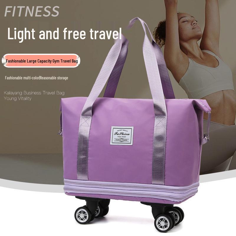 Universal Lightweight Travel Bag with Wheels, Wet/Dry Separation, Large Capacity for Gym, Yoga, or Hospital Use.