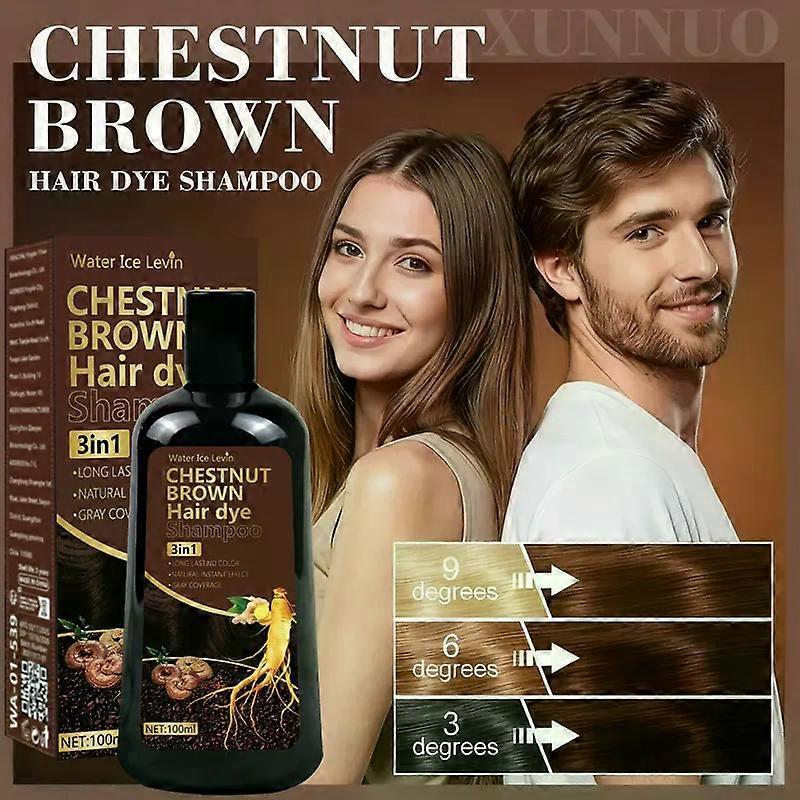 Shampoo Tinta per Capelli 3-in-1 Marrone Castagna - Colore Naturale a Lunga Durata, Delicato sui Capelli, Facile da Applicare e Risciacquare