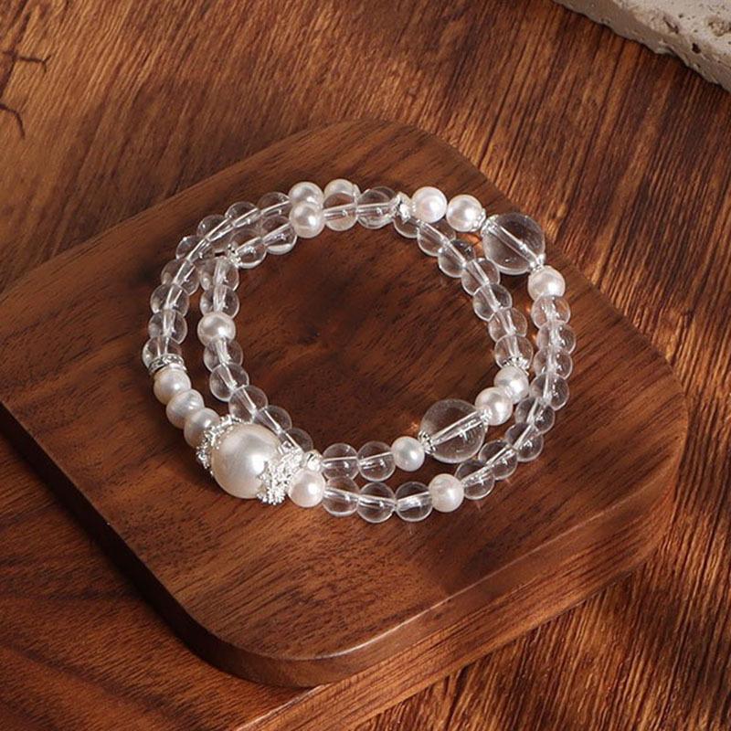 White crystal double circle bracelet design Shijiabei beads niche bracelet popular wholesale