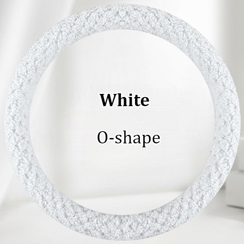 Winter Warm & Cozy 3D Pattern Short Plush Steering Wheel Cover – Ultra-Soft Lamb Fleece Feel, Non-Slip Grip Rubber Inner Ring