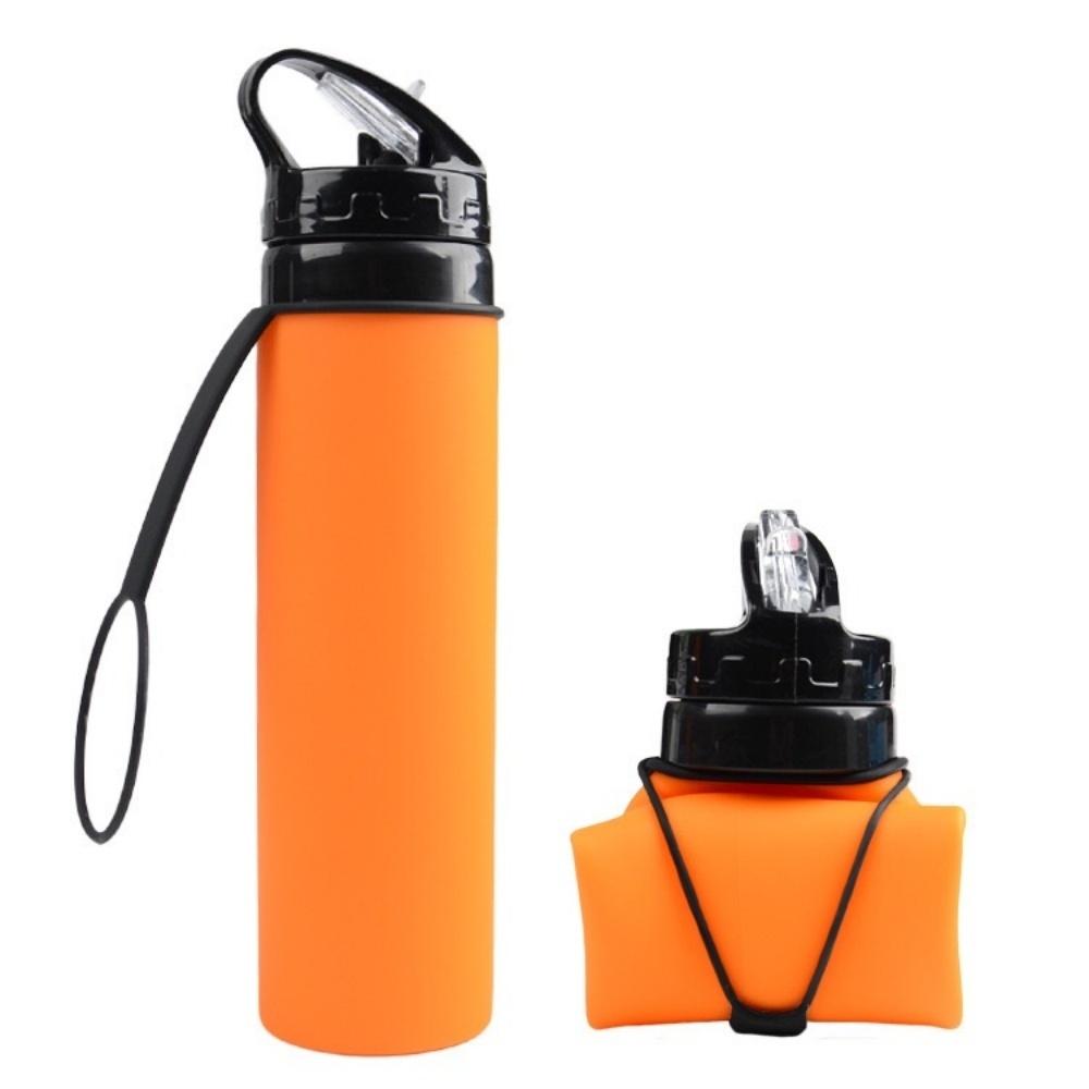 600ML, Foldable Silicone Water Bottle, Portable Sports Water Bottle, Suitable for Hiking, Camping, Lightweight and Foldable Desi
