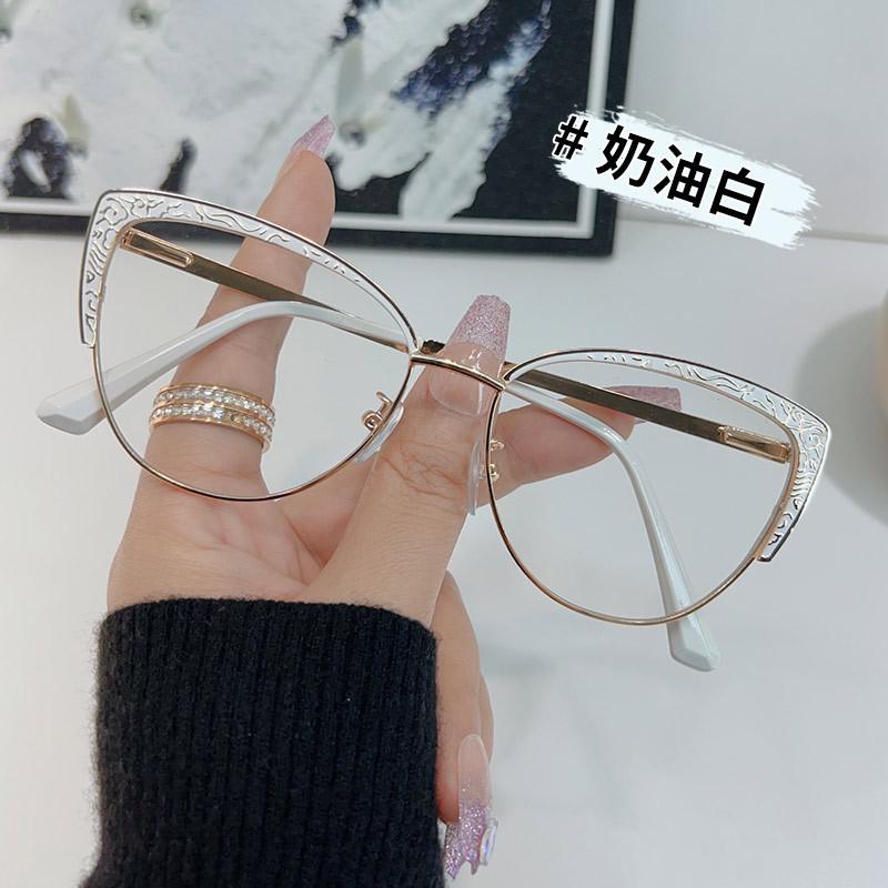 Photosensitive Color-Changing Sunglasses Women'S High-End Sunglasses Glasses Versatile Anti-Blue Flat Light Frames