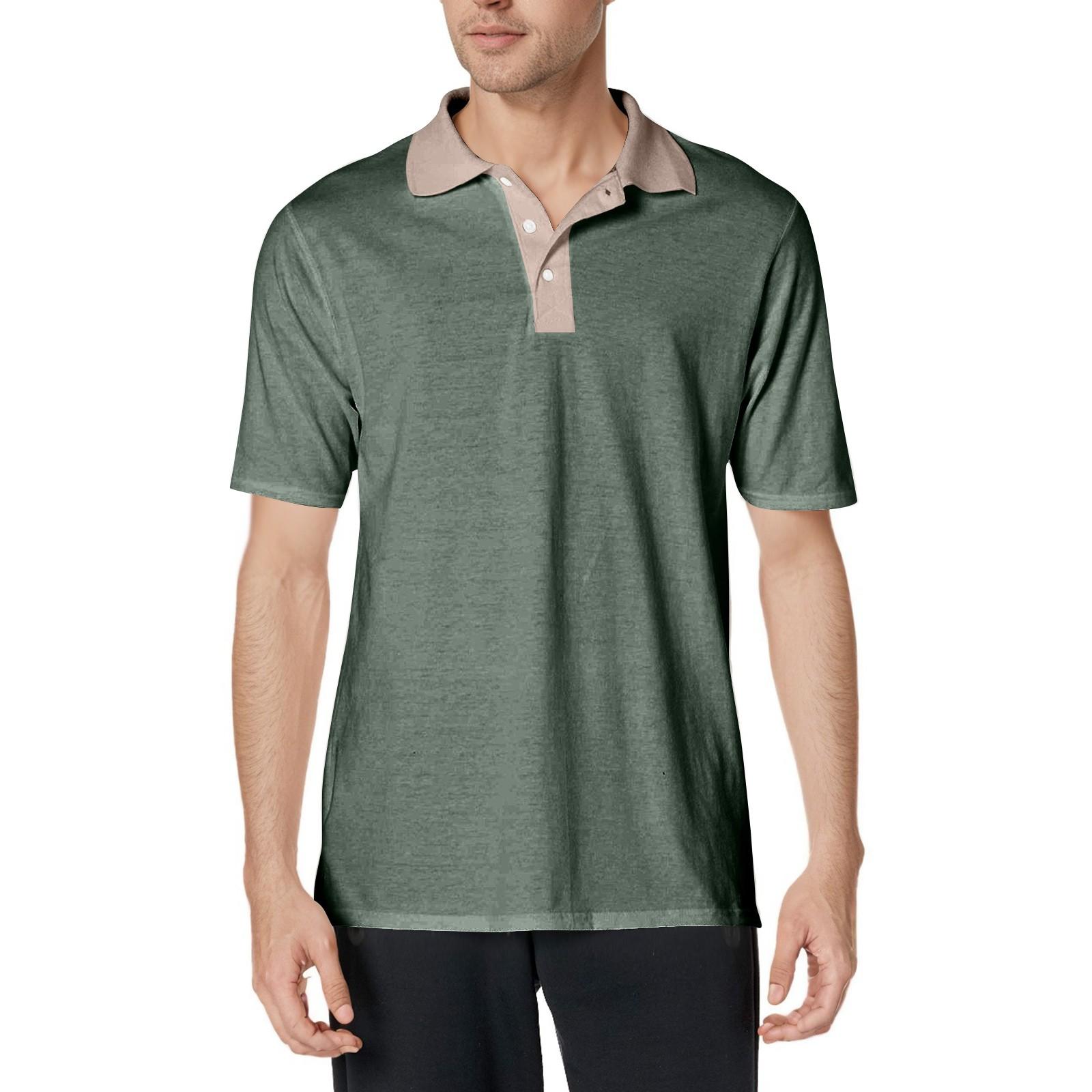 

Мужская рубашка с коротким рукавом из мягкого хлопка и воротником XL зелёный