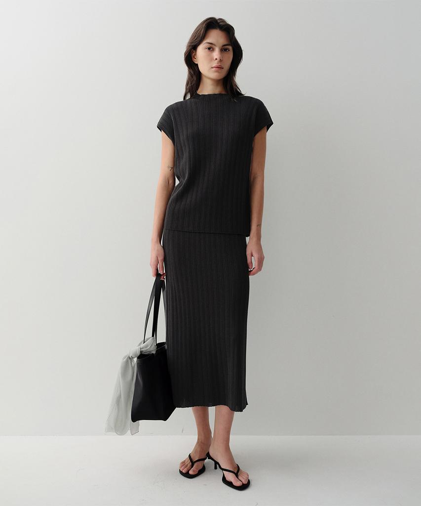 Ia Moi Pleats Knit Skirt (Black)