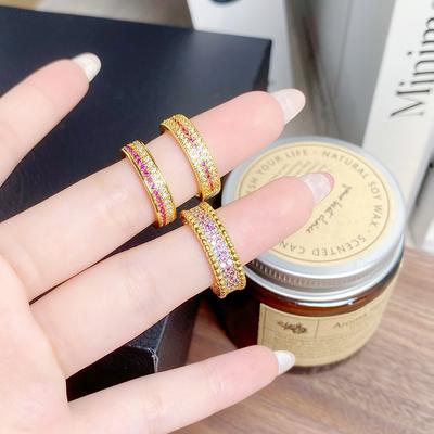 [Gilt Color Ring] Medieval Vintage Gypsy Star Zircon Bead Edge Opening Ring Light Luxury High-End Ring