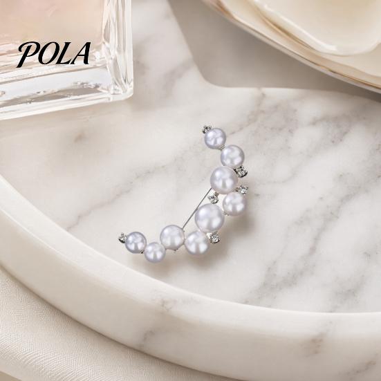 Brooch Pin, Curved Design Imitation Pearl Lapel Pin, Pearlescent Texture Badge for Coats Shirts Scarves Accessories