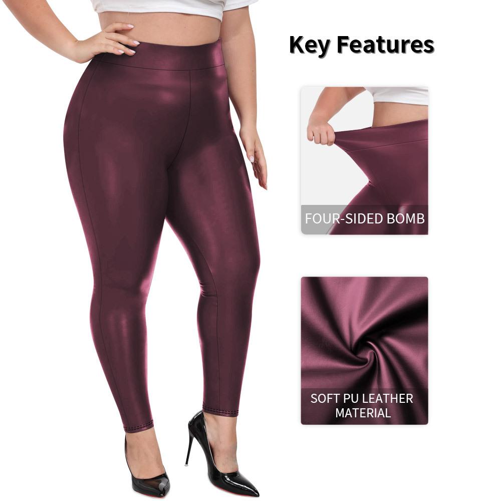 Yoga Pants New Arrival High-Waisted PU Solid-Colour Casual Pants Pencil Pants Tight Pants