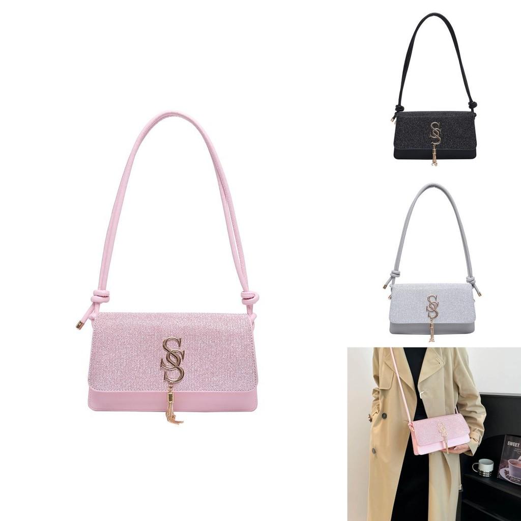 Chic Fashionable Tassel Small Square Bag For Women In Stylish Black Pink Khaki Silver