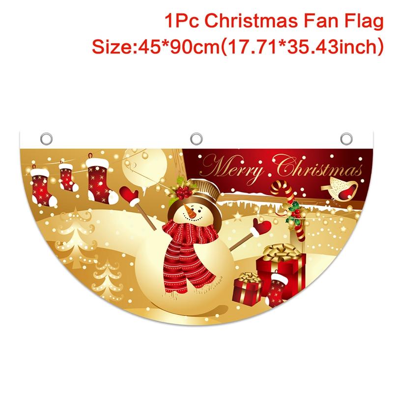 Christmas Outdoor Fan-shaped Flag Banner Christmas Decor for Home 2025 Cristmas Drop Ornament Xmas Navidad Gift New Year 2025