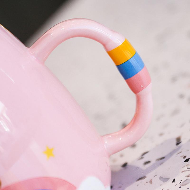 450ml Creative unicorn Ceramic Mug With Lid and Spoon Cartoon Milk Coffee Tea Cup Porcelain Mugs Nice Gifts Drop shipping