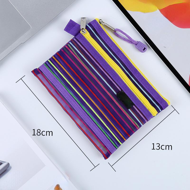 

A6 красочная двухслойная сетчатая сумка для хранения, ежедневная косметичка, косметичка, портативный держатель для карт, органайзер для наушников, портмоне фиолетовый