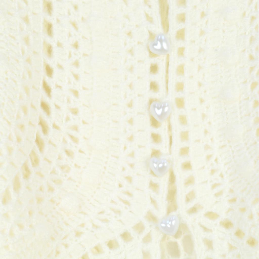 Korean Chic Crochet Knit Cardigan - Women's Loose Fit, Short Design for Spring & Autumn