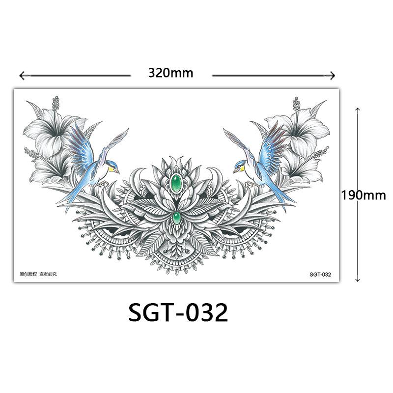 

Flower Chest Tattoo Sticker, Chest Tattoo Sticker, Color Half Nail Large Picture Tattoo Sticker 190*320MM