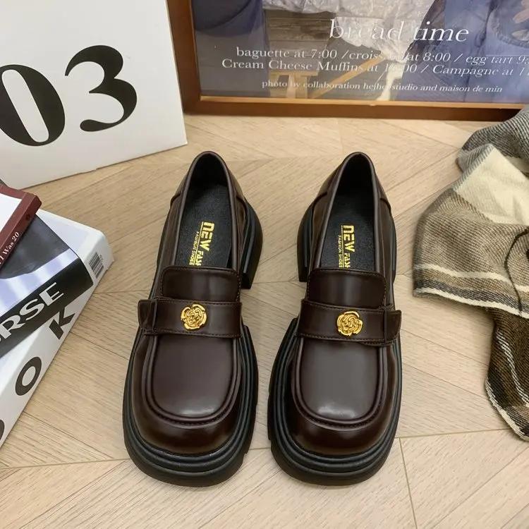 

Туфли-лоферы на платформе, женские, черные, в стиле ретро, женская обувь, мягкая подошва, легкая, женская, удобная для работы, новинка 2024 года 40 коричневый