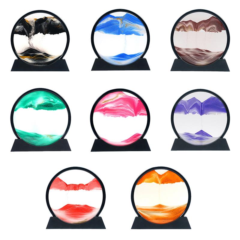 Office Home Decor 3D Extract Hourglass Quicksand Moving Sand Art Picture Round Glass Deep Sea Sandscape Craft Flowing Painting