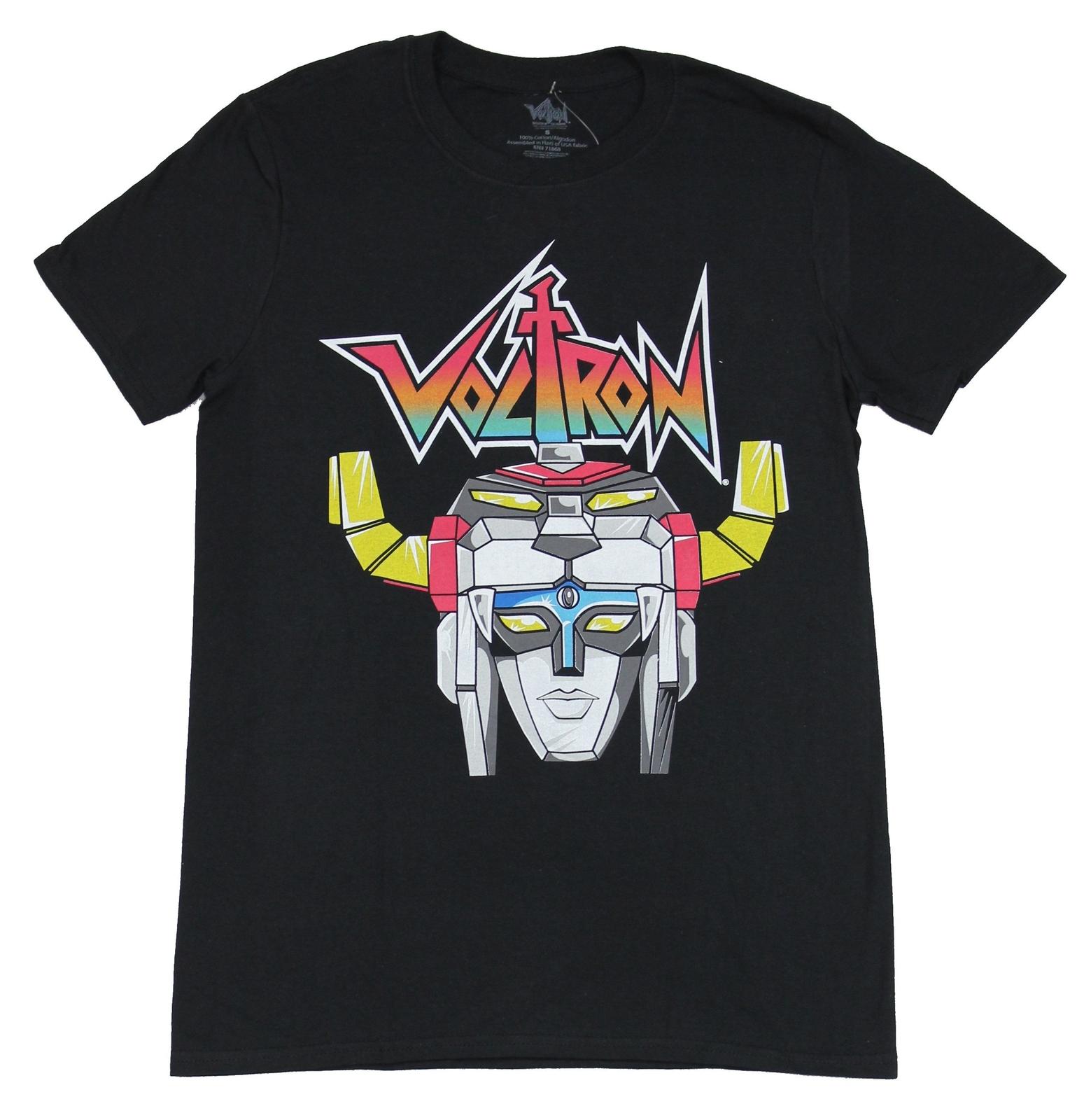 Voltron Adult New T-Shirt - Classic Voltron Cartoon Head Under Logo Pic S разноцветный