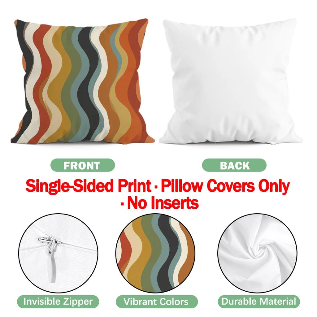 1,4 Pcs Retro Ethnic Style Single-Sided Printed Pillowcase Cushion Cover,Suitable For Living Room,Bedroom,Car Decoration