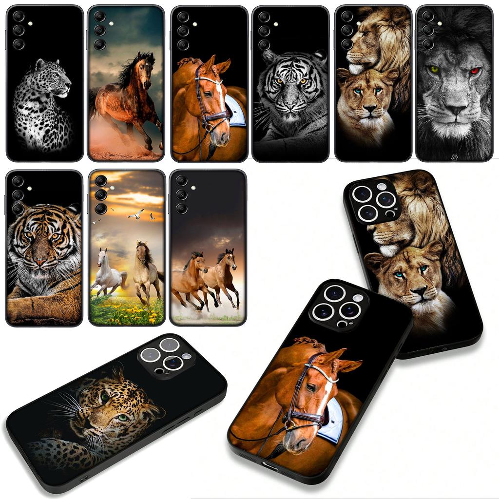 for Motorola Moto G54 G05 G24 G45 G55 G75 G85 G15 G57 G86 Power Edge 50 30 Fusion neo Pro Case Tiger Lion Art Leopard Horse